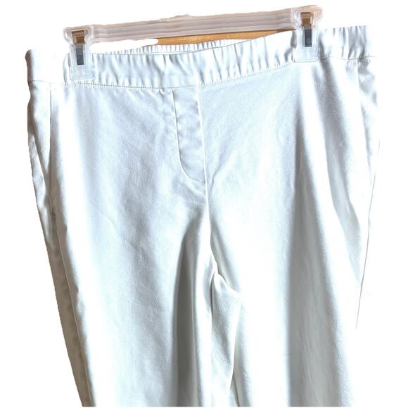 J Jill White Pull On Pants Sz 10 Straight Leg Classic Casual Work Wear Coastal - Picture 2 of 4